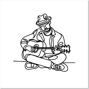 Single Line Guitarist Posters and Art